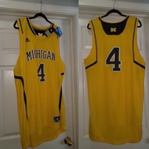 Men's Adidas Yellow Michigan basketball Jersey #4